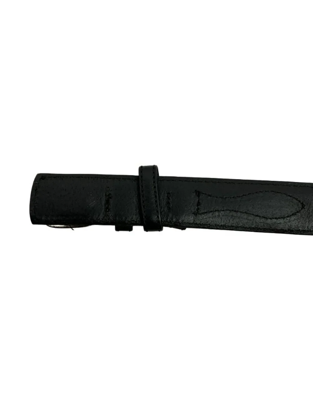 Cabelas Genuine Soft Leather Belt Mens 40 Black With Silver-Tone Buckle C9073 Ma